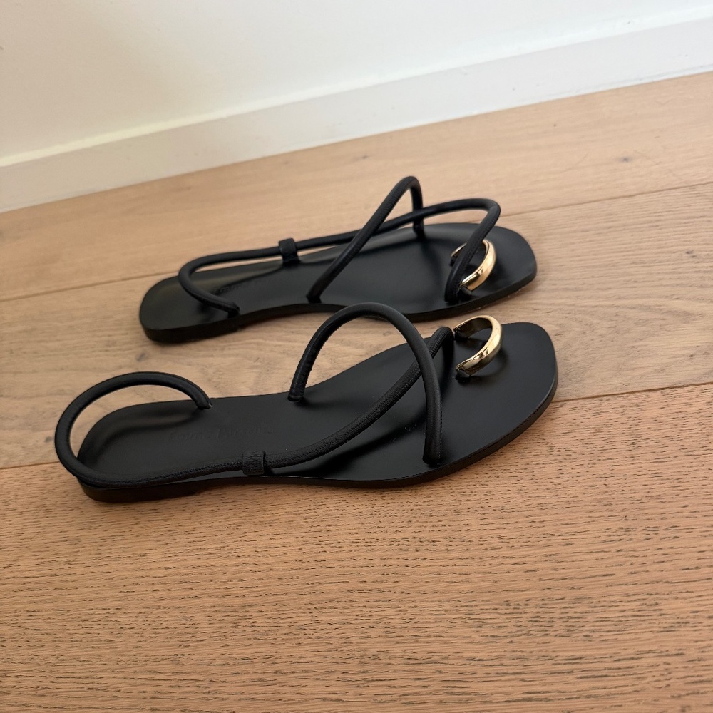 Emme Parsons Laurie Black Nappa Sandals EU 38 Minimal Luxury Flat